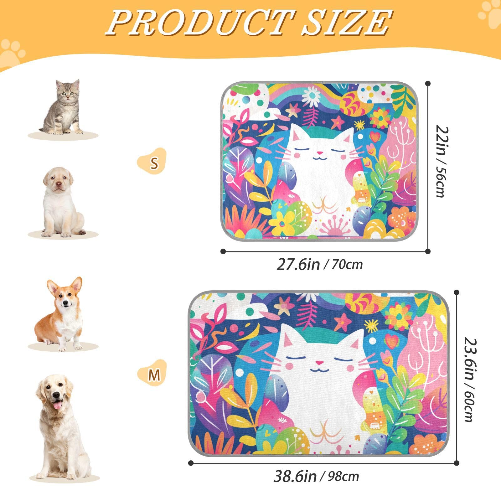 siphylline White Cat in Garden Summer Cooling mats Self Cooling Blankets for Indoor Cats for pet Outdoor pet cat Accessories tapete enfriador para Perros S