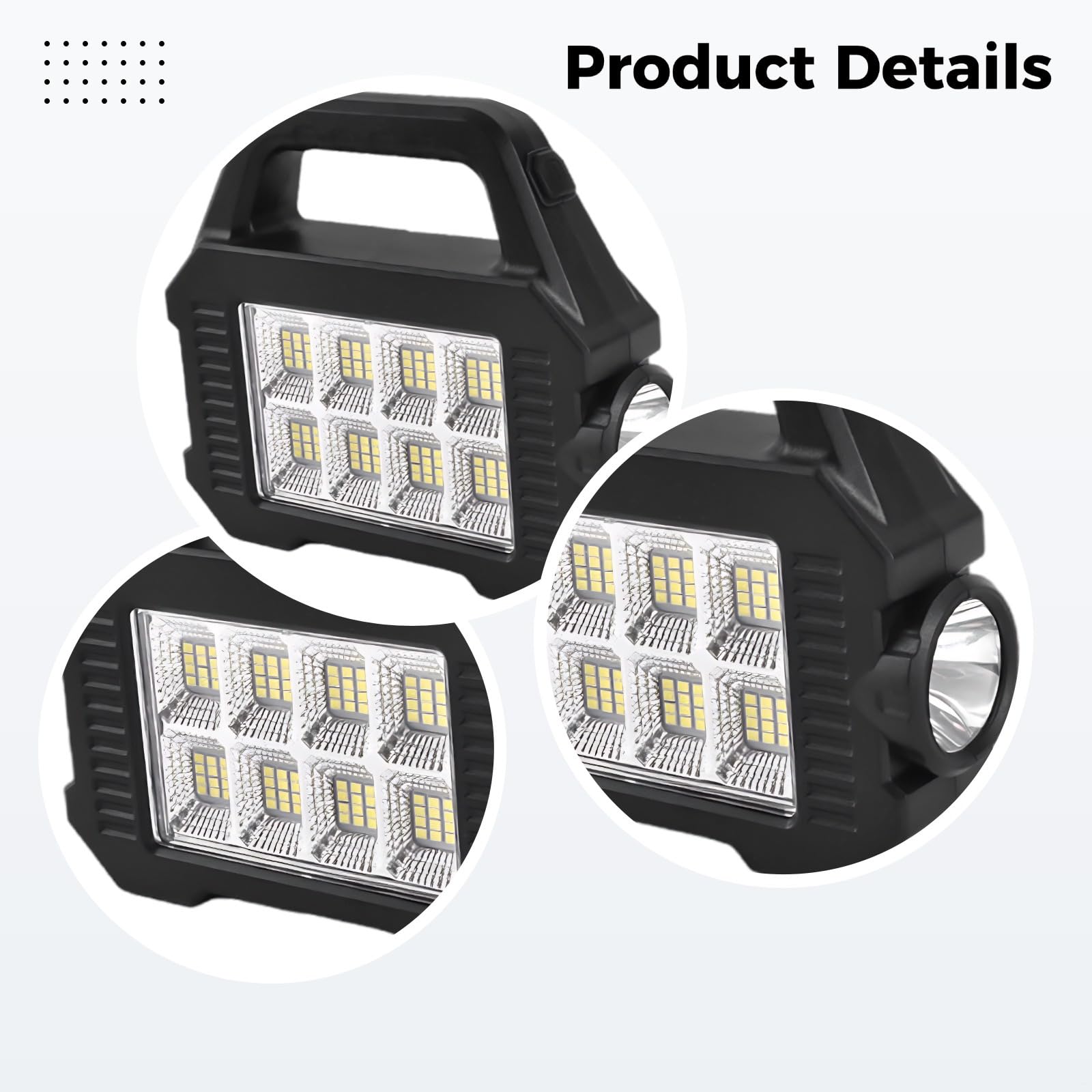 Lanterne solaire rechargeable, lampe de poche LED portable, double source de lumière pour le camping, la construction et l'utilisation d'urgence