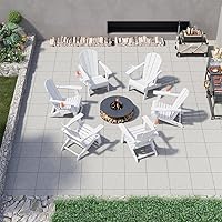 Vista 24 de Sillas plegables Adirondack con portavasos, juego de 4 sillas de plástico HDPE para exteriores, resistentes a la intemperie, aspecto de madera real