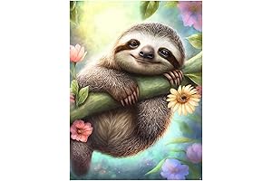 Framed Sloth Wall Art Canvas Painting Animal Wildlife Print Picture for Office...