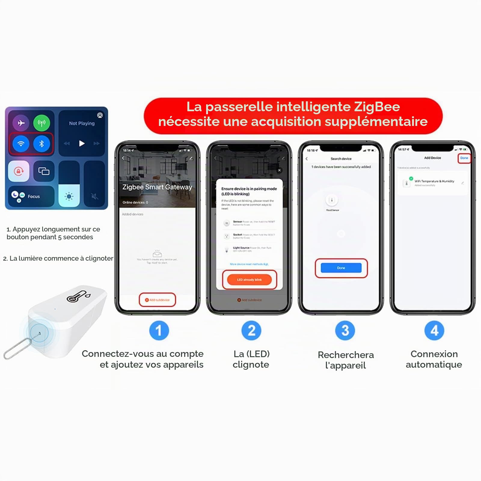 10x capteur de thermomètre hygromètre Tuya Zigbee avec enregistrement d'application rappel de batterie faible capteur de thermomètre intelligent fonctionne avec Alexa, Tuya et Smart Life Home Cave à v