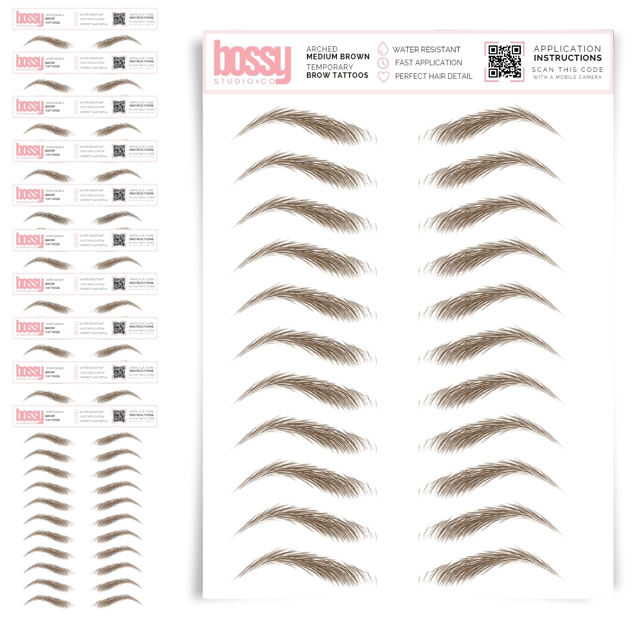 10 Pack Temporary Eyebrow Tattoos Waterproof Eyebrow Stickers, False Tattoos Hair Like Peel Off Instant Transfer Brows For Women And Men | Natural