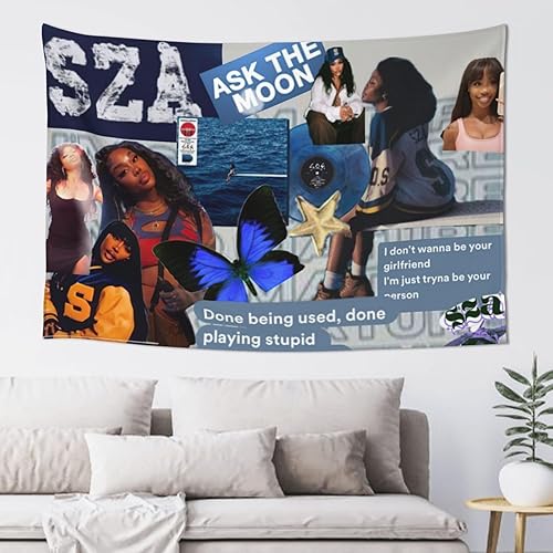 SZAS - Tapiz de cantante estadounidense, tapiz para colgar en la pared, álbum de pared, póster de fotos cómodo, póster para el hogar, decoración del