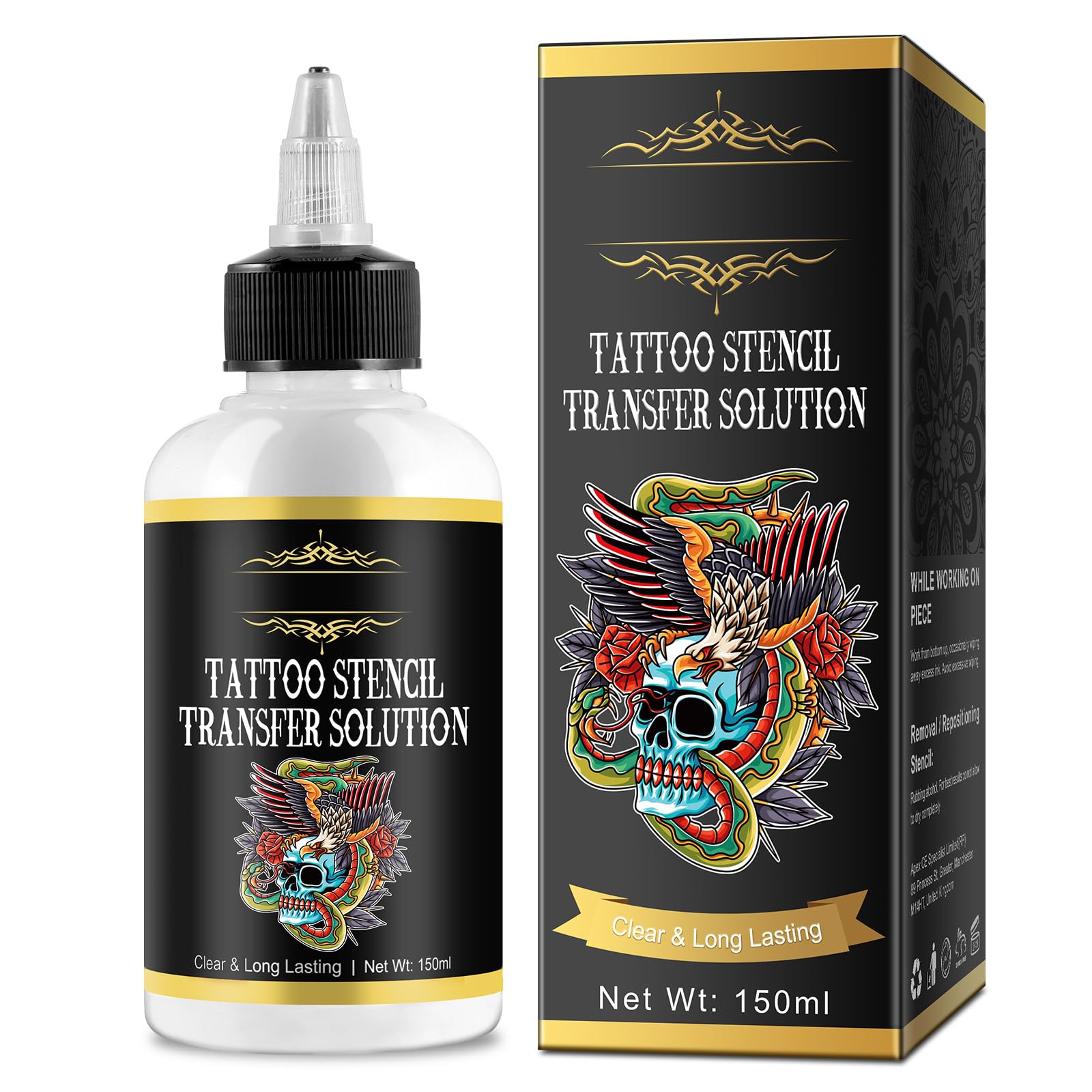 Tattoo Stencil Transfer Gel, 150ML, Black, Water Resistant, Adult, Modern