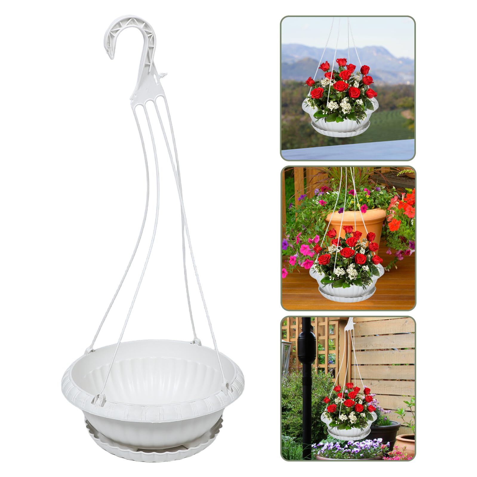 YARNOW 2 Vasi Sospesi per Piante da Esterno con Ganci e Sottovasi Fioriere Decorative da Appendere per Balconi e Finestre Plastica Riutilizzabile Salvaspazio per Interni ed Esterni