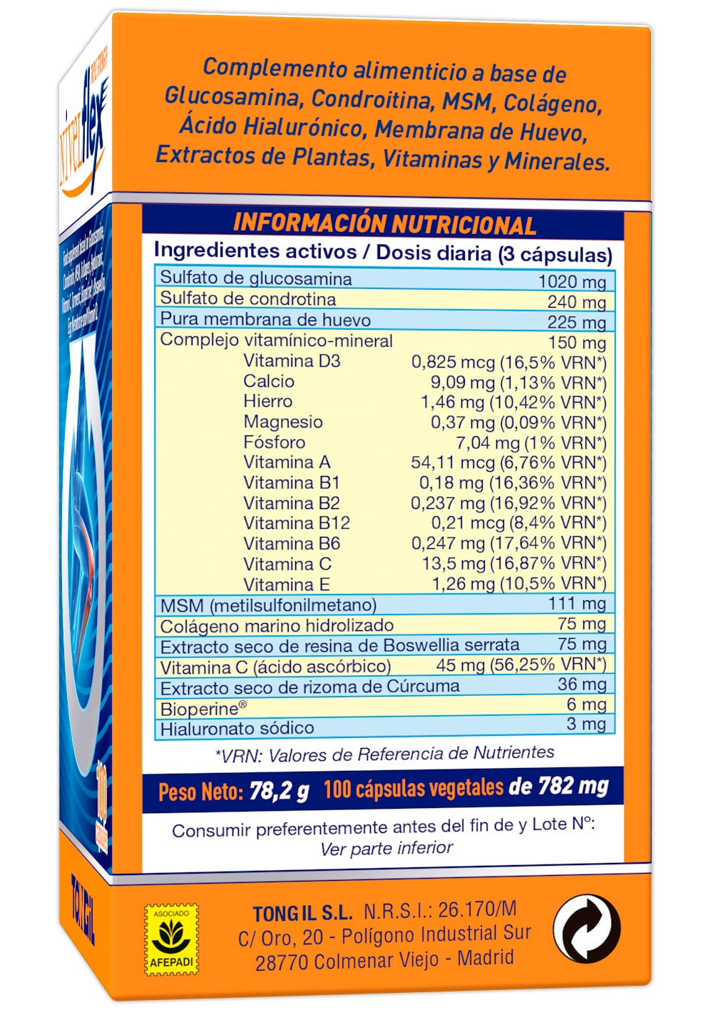 Glucosamina, Condroitina, MSM - 300 Cápsulas – Con Boswellia, Cúrcuma y Colágeno – Complejo Para Articulaciones, Cartílago y Huesos - +3 Meses de Suministro - Nivelflex 100 Cáps (Pack 3 Uds.) Tongil