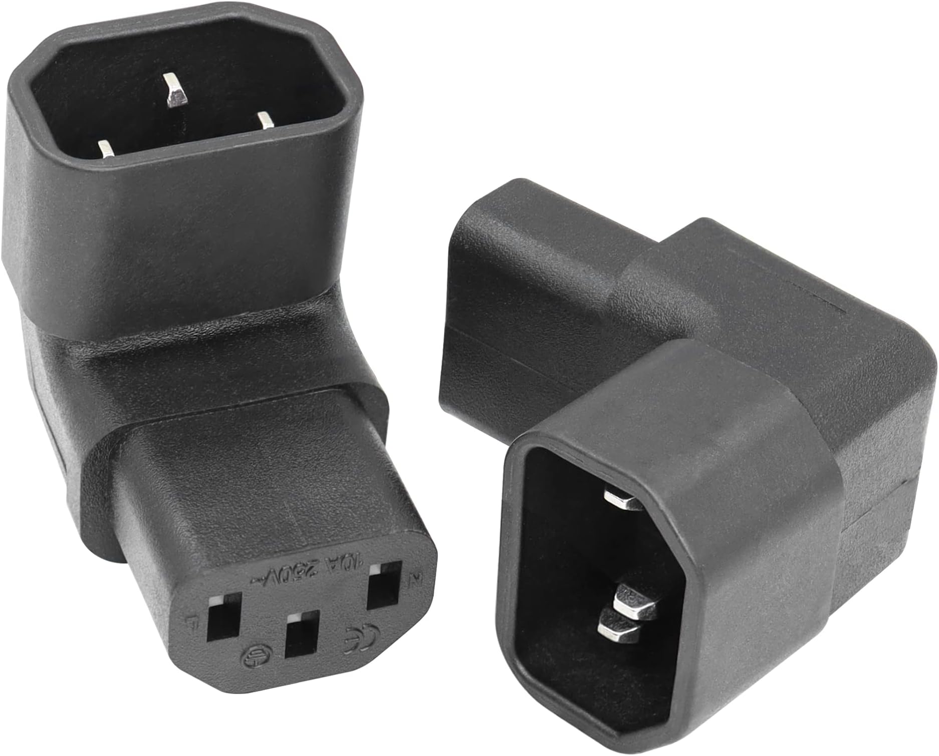 YACSEJAO IEC 320 Male C14 to 90 Degree UP Right Angled C13 Power Extension Adapter, 2Pcs
