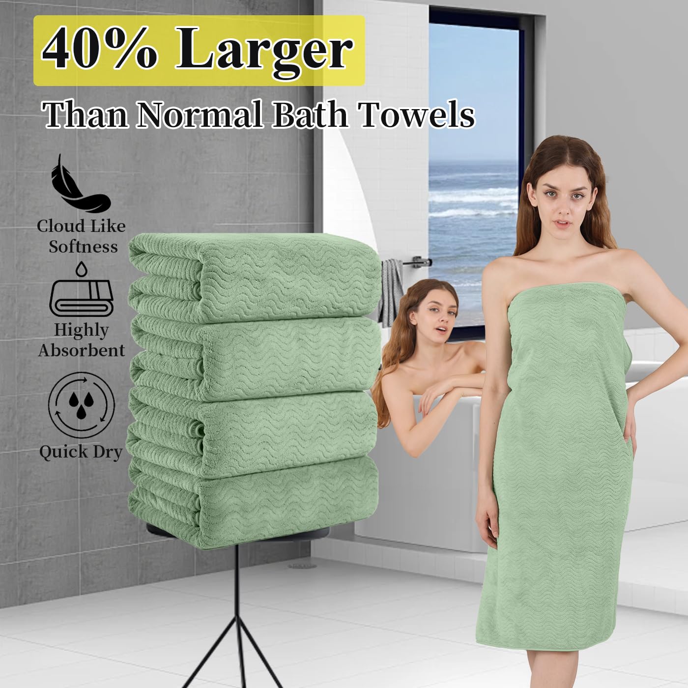 4 Piece Bath Towel Oversized Bath Sheet 35