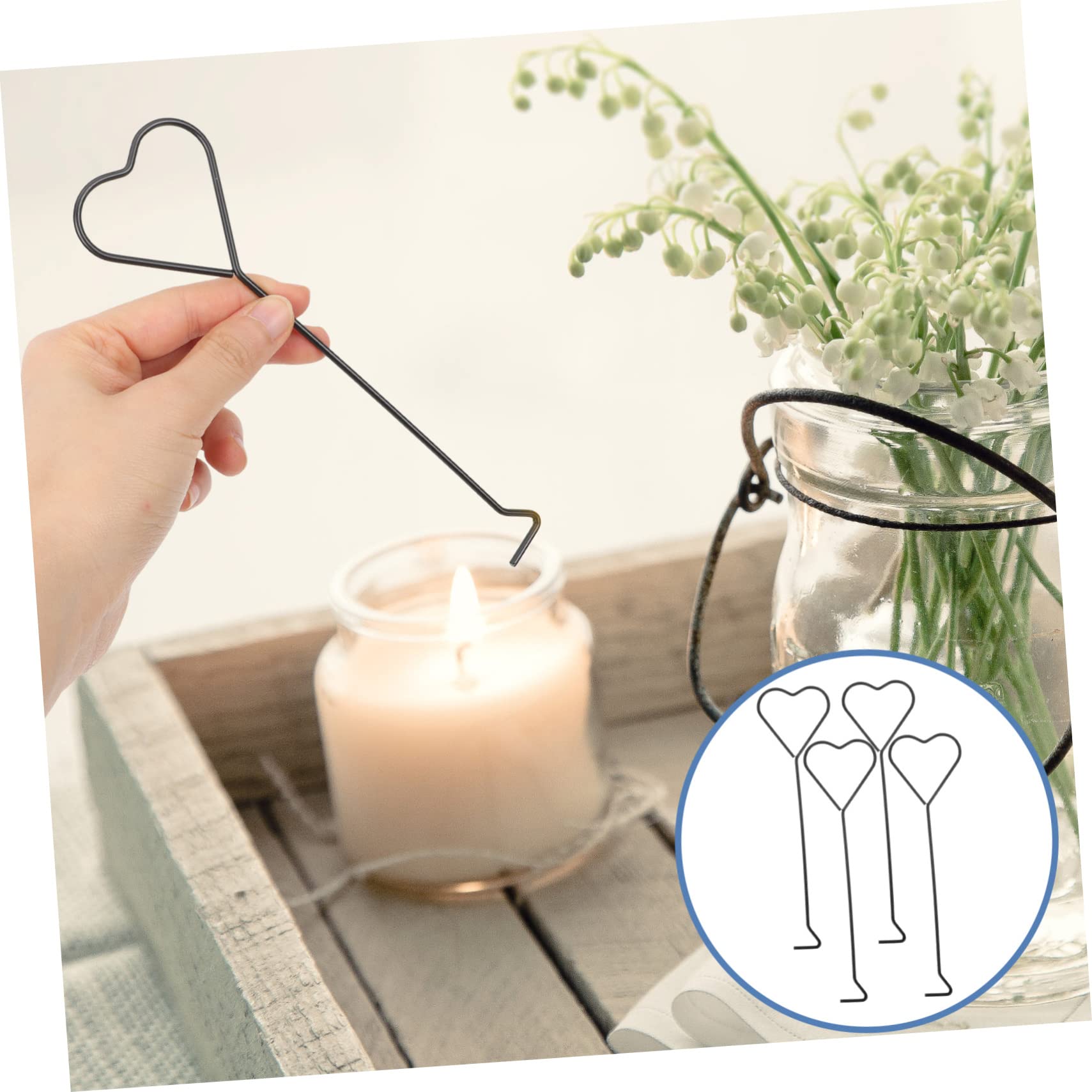 Zerodeko 16pezzi Ganci Spegni Candela Design Cuore per Stoppini Candele Sottile Accessori Pratici e Eleganti per Amanti delle Candele