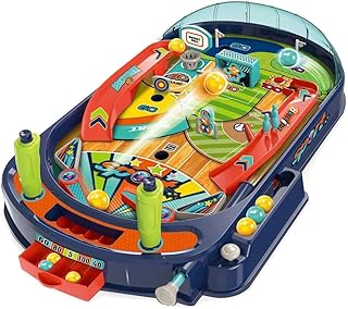 PEUZ Flipper Spiel Buntes Pinball mit Kugeln Fördert Geschicklichkeit, Konzentration & Reaktionsvermögen Jungen und Mädchen