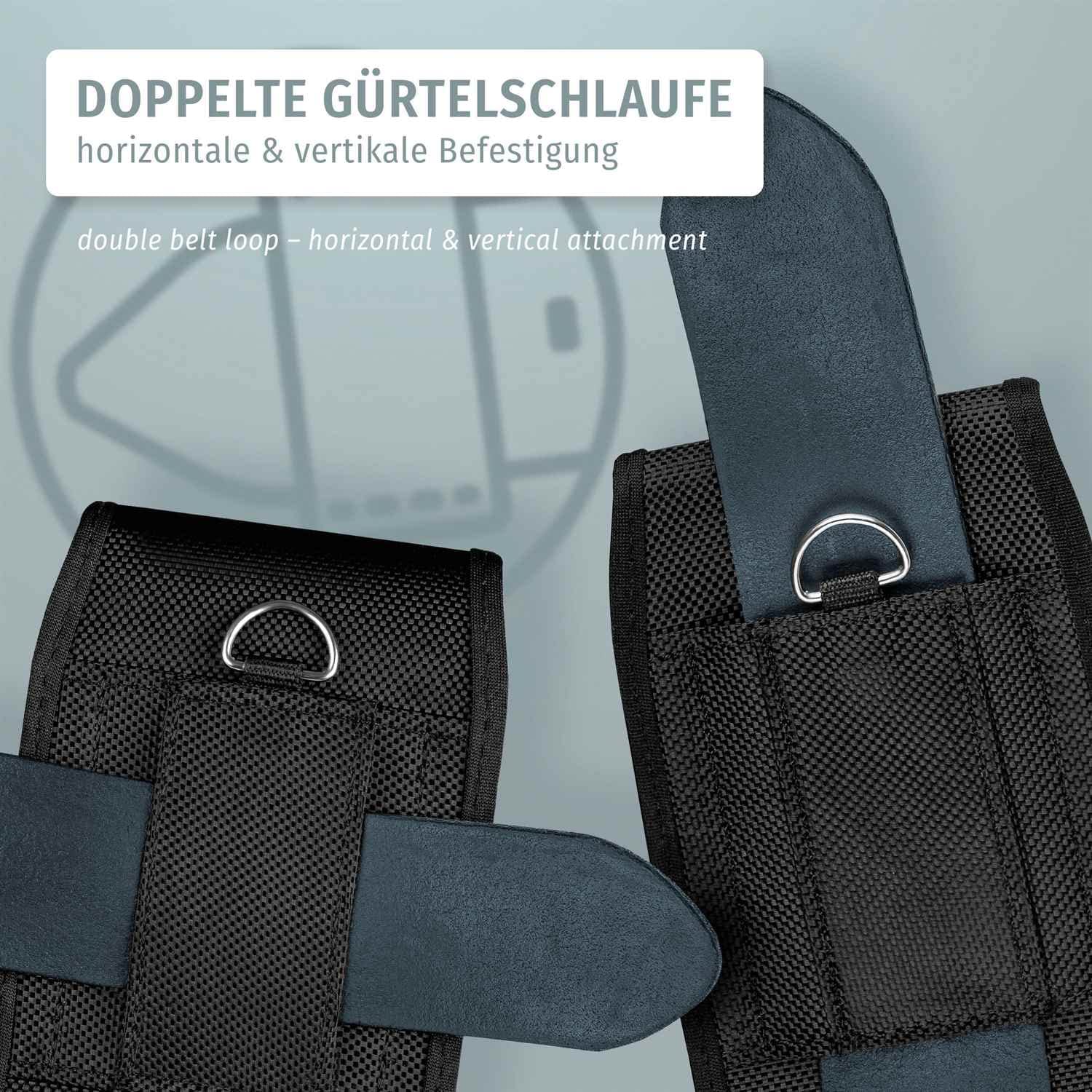 moex Handy Gürteltasche für Huawei Y5 (2019) Hülle mit Gürtelschlaufe, Outdoor Handyhülle Gürtel Handytasche, robuste 360 Grad Schutzhülle mit Karabiner, Agility Case, Schwarz