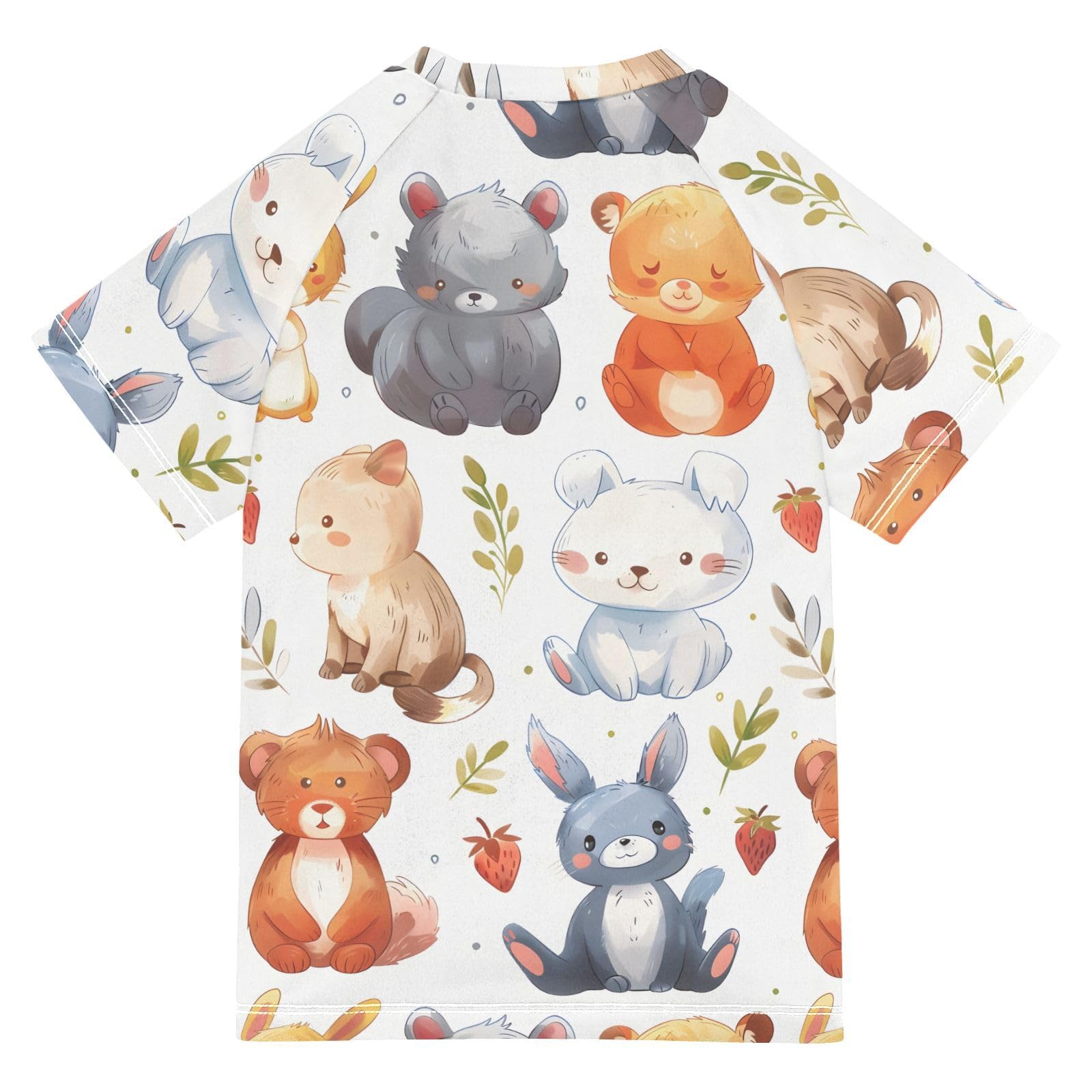 ALAZA Kids Rash Guard Boys Toddler Swim Shirts Short Sleeve Fat Animals UPF 50+ 3T