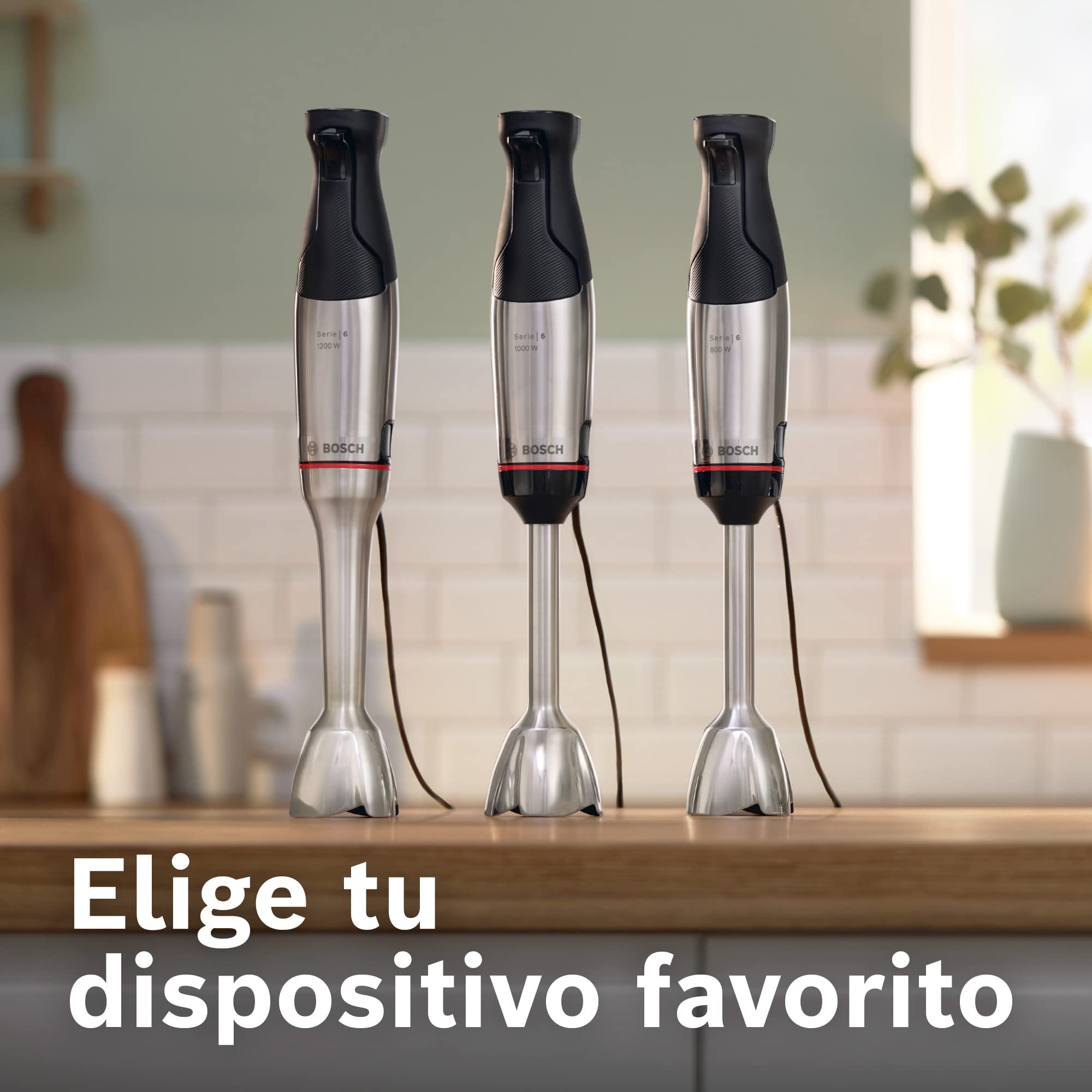 Bosch - Batidora de mano, ErgoMaster, Serie 6, 1200 W, QuattroBlade, Acero Inoxidable, MSM6M810