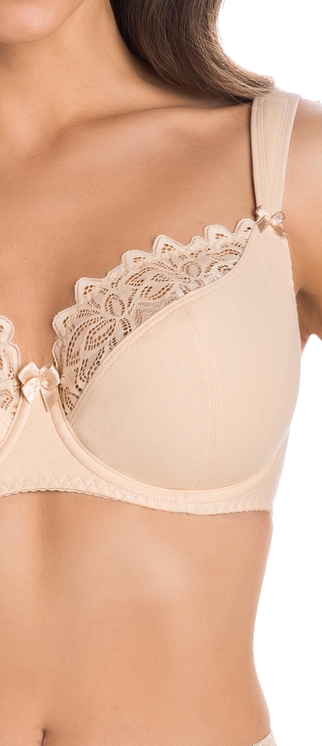 Teyli Sujetador de Algodón para Mujer – Sujetador Suave y Reductor con Aros – Tirantes Ajustables, Sujetadores Soporte Óptimo y Elegante Ribete de Encaje – Ideal para Uso Diario