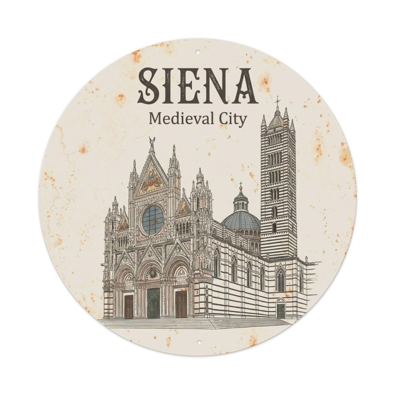 Vintage Travel Siena Italy Illustration Metal Tin Sign
