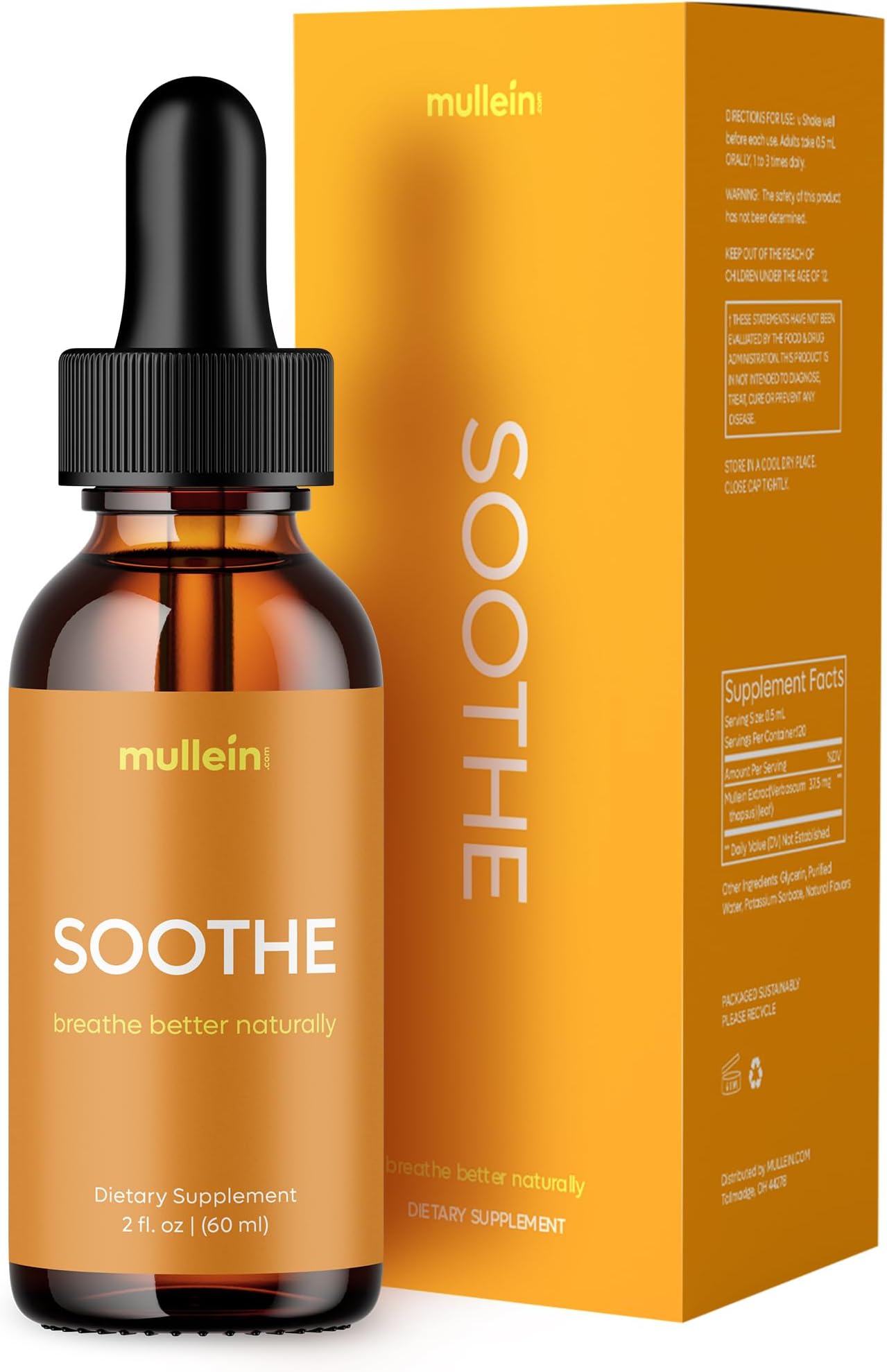 - mullein Soothe Drops for Lungs: 2oz. Lung Recovery Formula Leaf Extract for Lungs, Lemon Peel, Peppermint, Ginger, Manuka Honey, Thyme, Restore Your Breathing, Serving Size 2ml