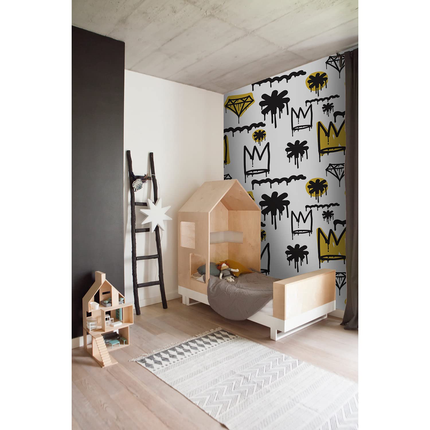 Coloray Wallpaper Decoration 163.8 x 100 inch / 416x254 cm with Print Removable Magic-Stick Sticker Mural On a roll Self-Adhesive Kitchen Livingroom Bedroom - Graffiti Crown