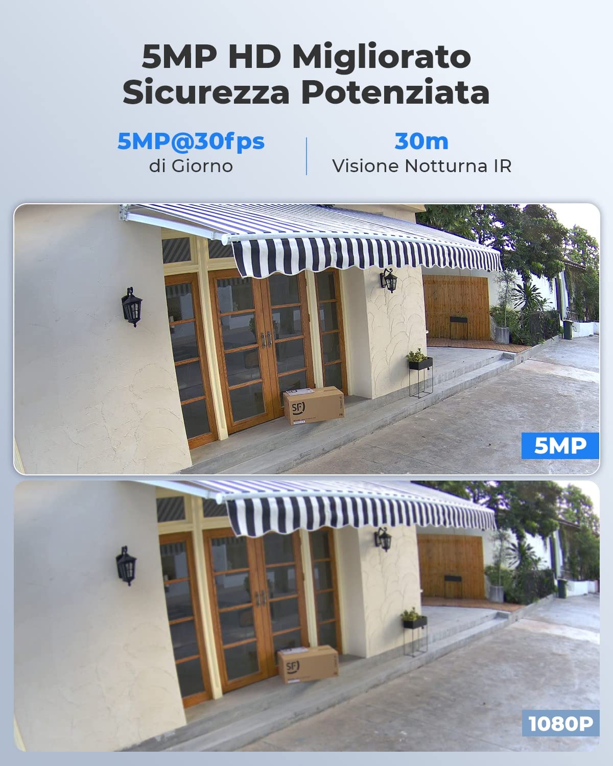 Reolink 5MP Telecamera Esterno PoE, Rilevamento di Uomo/Veicolo/Animale, Visione Notturna IR 30 metri, Registrazione Audio, Telecamera IP Esterno Impermeabile IP67, Slot per Scheda microSD, RLC-510A