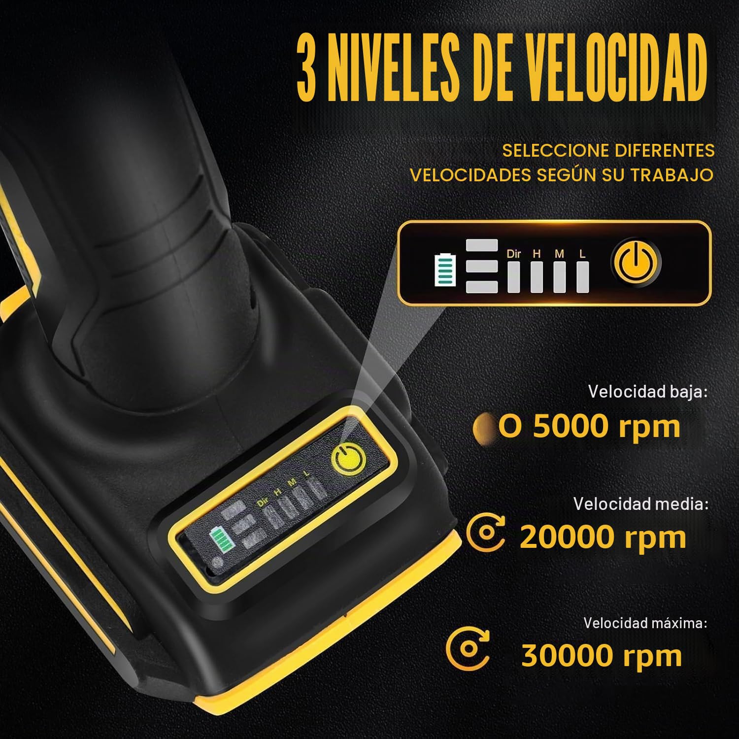 Amoladora angular a battería 125mm, 1500W Amoladora angular inalámbrica con motor sin escobillas, 4 velocidades, 30000 rpm, Mango antivibraciones, con 2x 3000mAh batería para corte y pulido