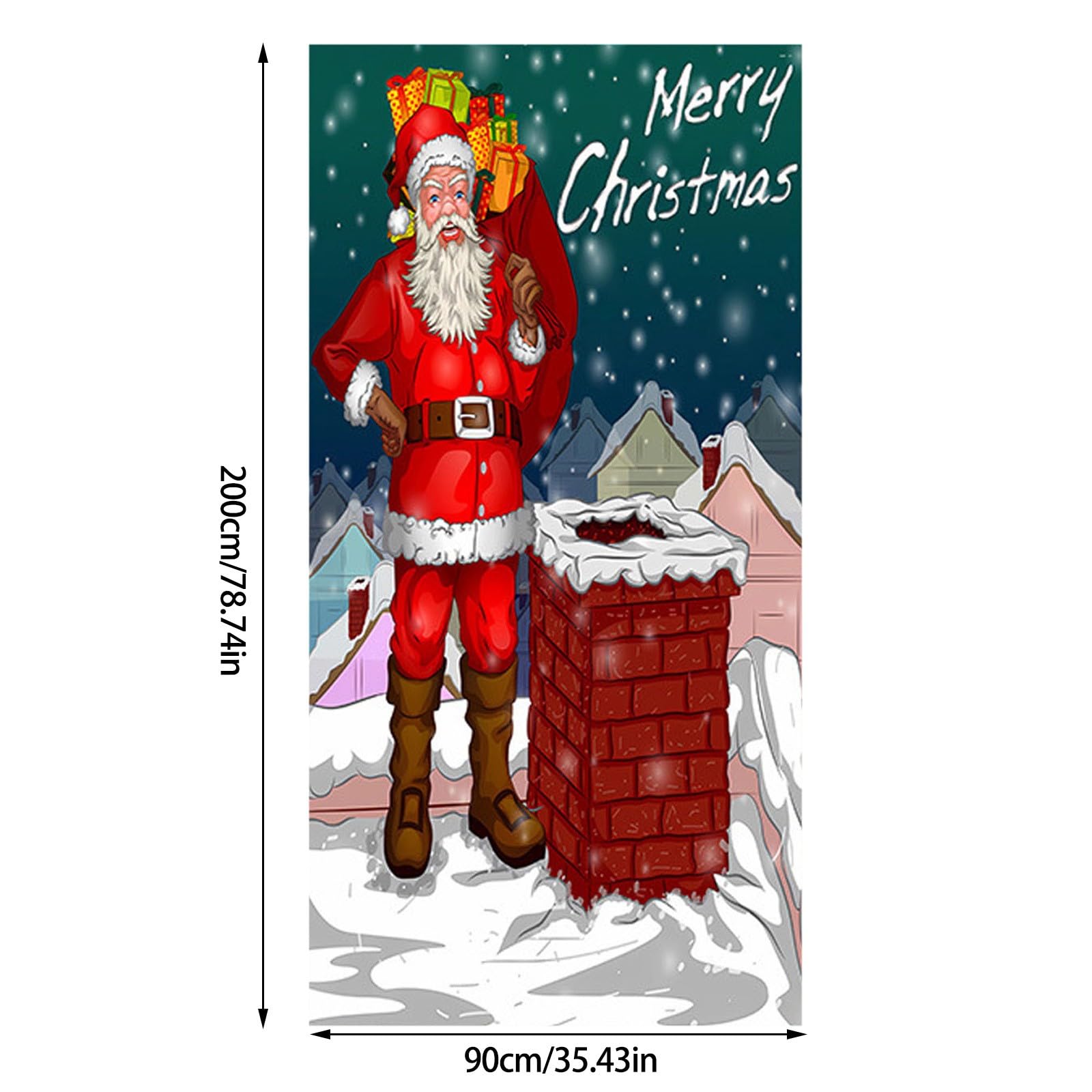 Weihnachts-Türbanner 200 X 90 Cm – Mit Weihnachtsmann-Motiv, Aus Polyester | Perfekt Für Haustür, Veranda & Festliche Deko