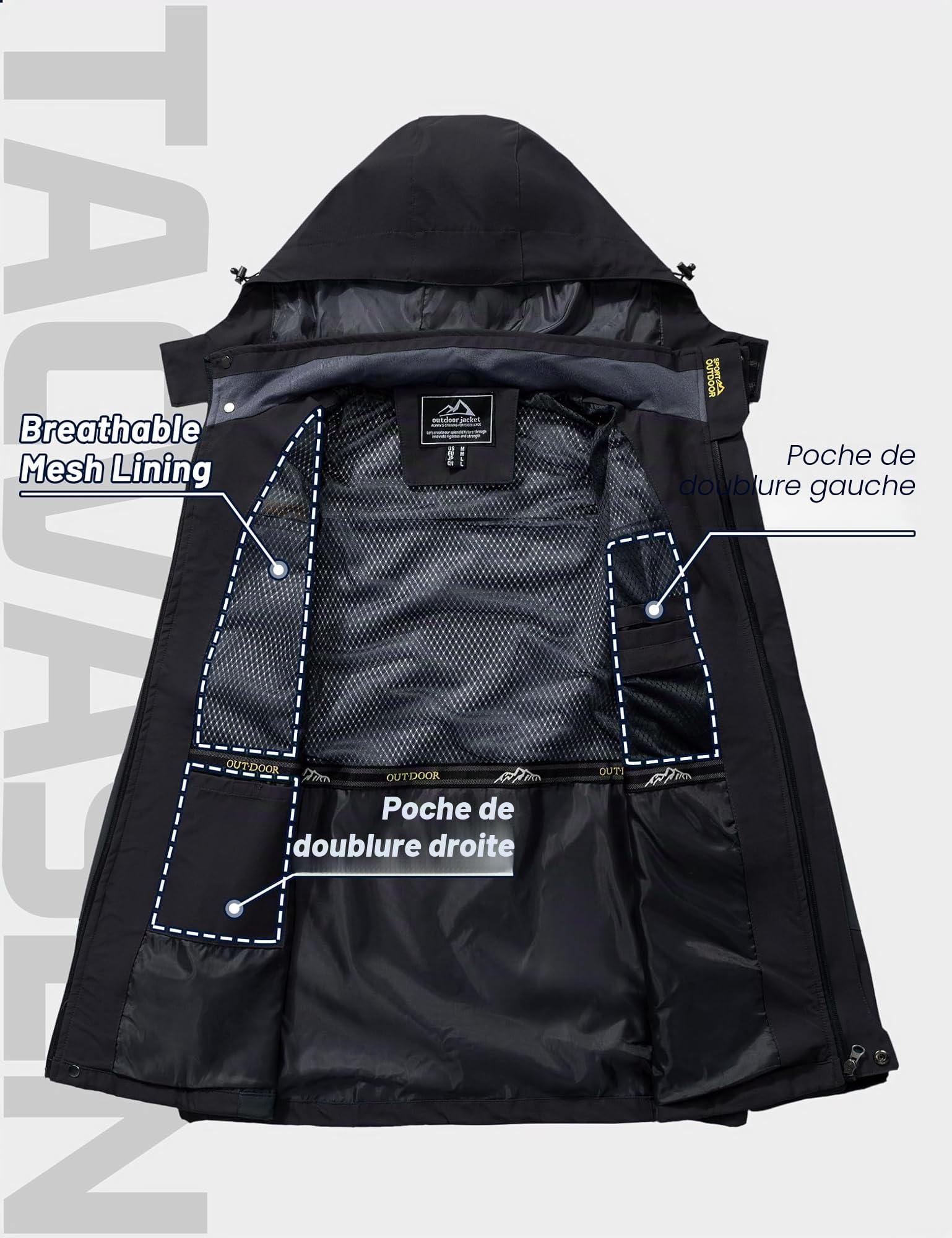 TACVASEN Veste de Randonnée Homme Imperméable Veste D'extérieur Militaire Veste Softshell avec Capuche Amovible