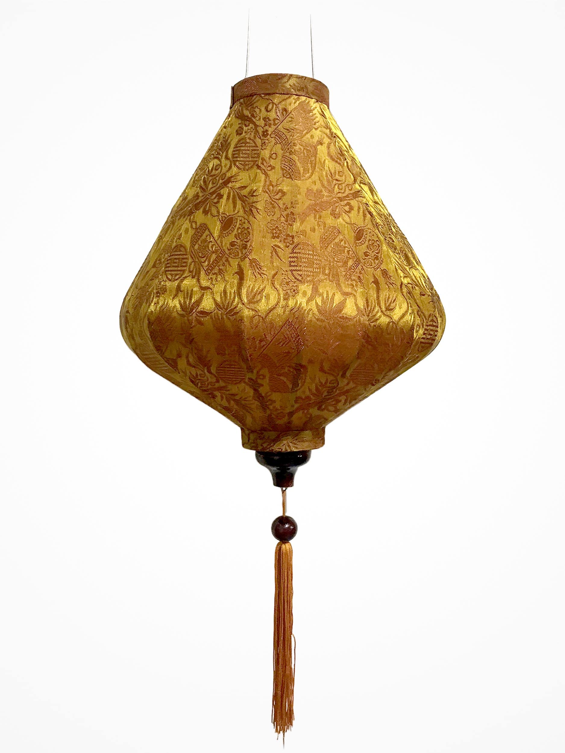 Asiatische Laterne aus Seide, Farbe Rost Gold, A Ø35cm - Traditionelle Hoi An Laterne aus Stoff, Bambus und Holz, Handgemacht - Dekoration und Handwerk aus Vietnam (A25-MA)