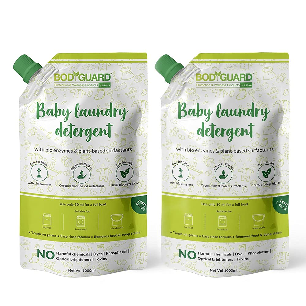Bodyguard Plant Based Baby Laundry Liquid Detergent - 1 Ltr (Pack of 2) (Pouch) with Bio-Enzymes & Lemon Oil (B093CJ1D2J) Amazon Price History, Amazon Price Tracker