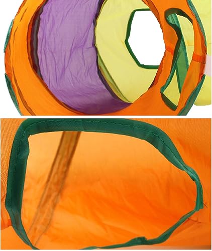 Miniatura 6 de con 2 entradas Pet Cat Tunnel Tube Toy Plegable en forma de L Rainbow Color Cama Casa Flexible Túneles para hurones Conejo Gatito Ejercicio
