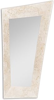 Stones FS/164/WA/A Specchio da Parete, Pietra fossile, Bianco, 123x65 cm