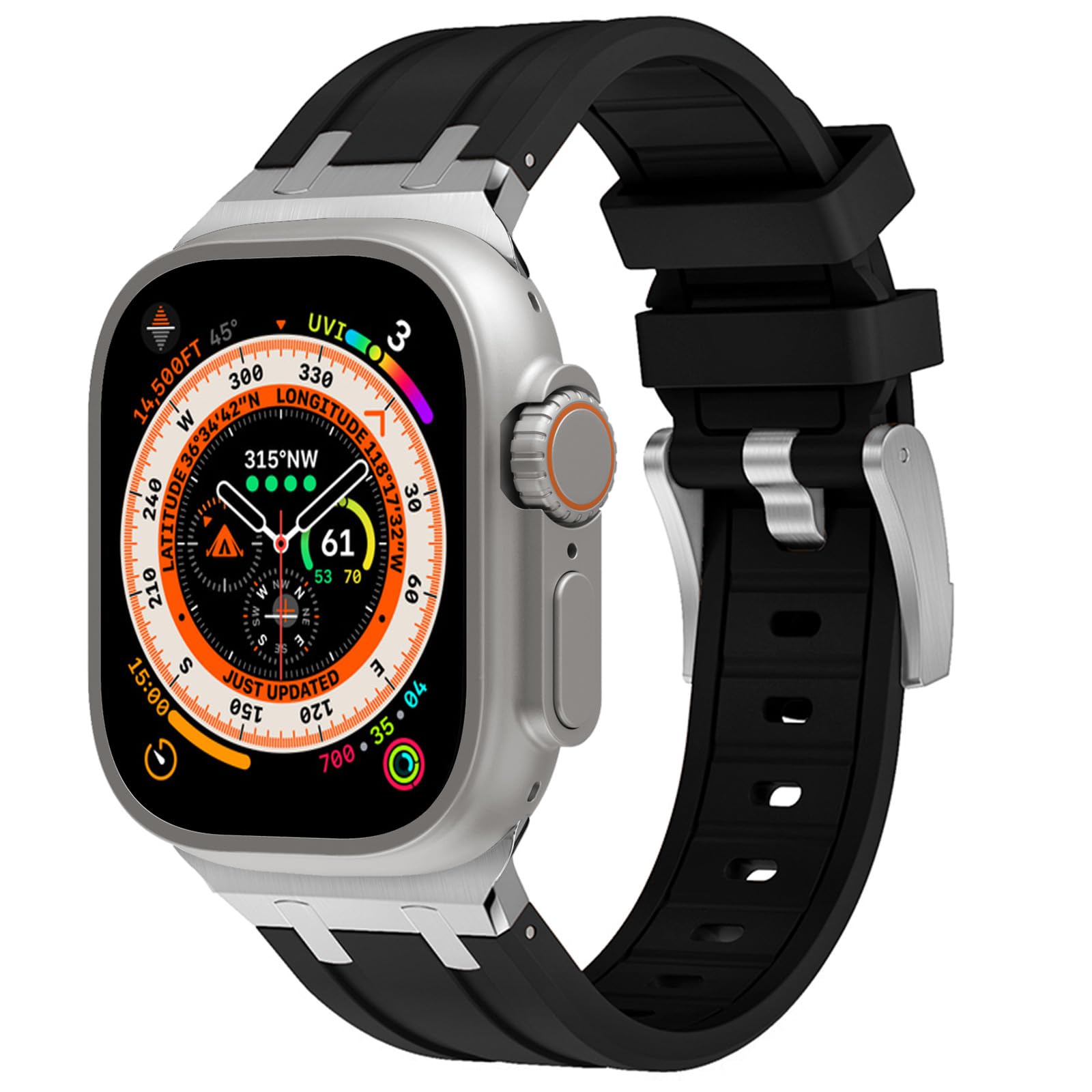 WINGLE 49mm 46mm 45mm 44mm 42mm(series 3 2 1) for Apple Watch Strap,Men Liquid Silicone Rubber Strap Replacement band for iWatch Ultra 2/Ultra/Series 10 9 8 7 6 5 4 SE 3 2 1