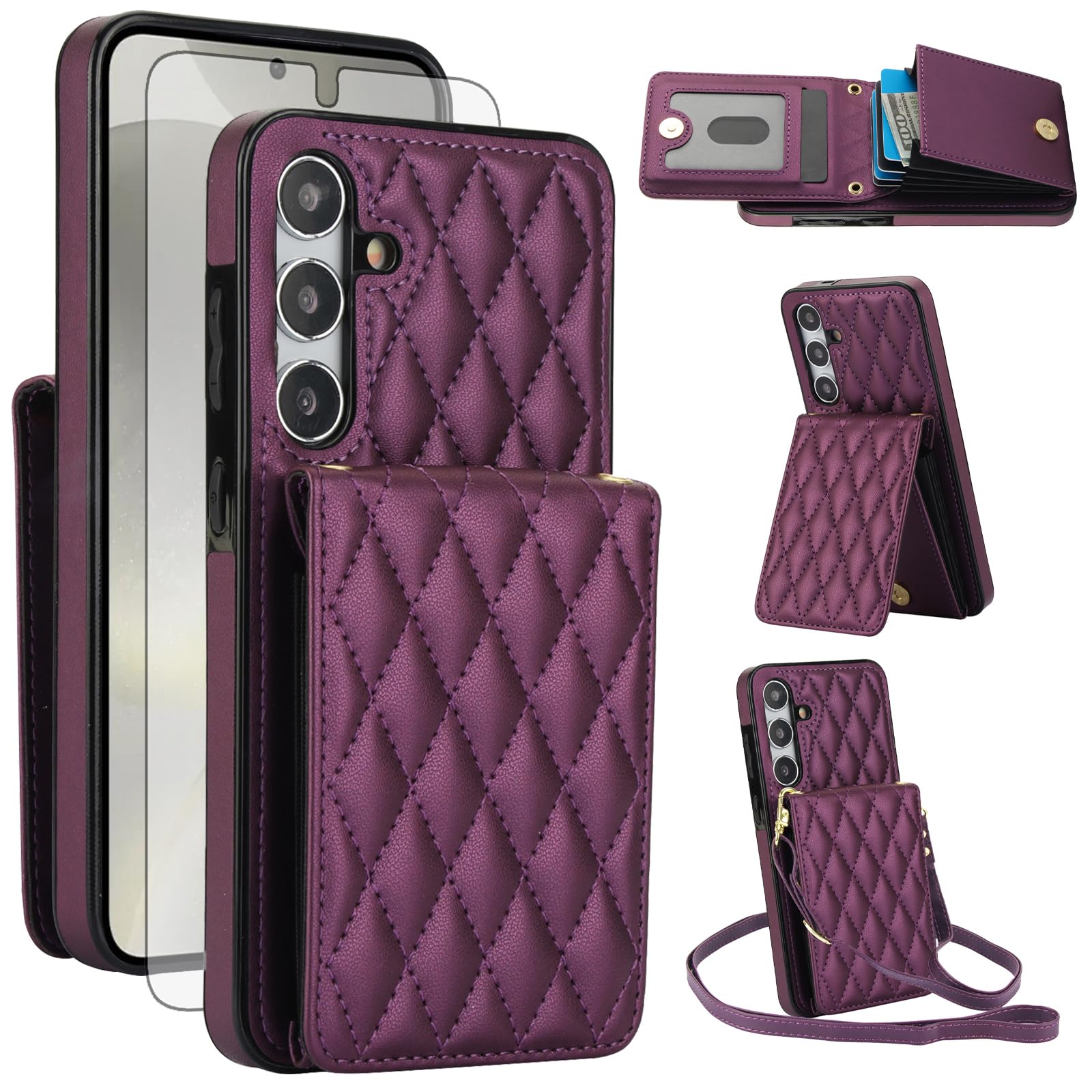 Coque Galaxy S24 Plus élégante Asuwish violet pour les déplacements professionnels - 8
