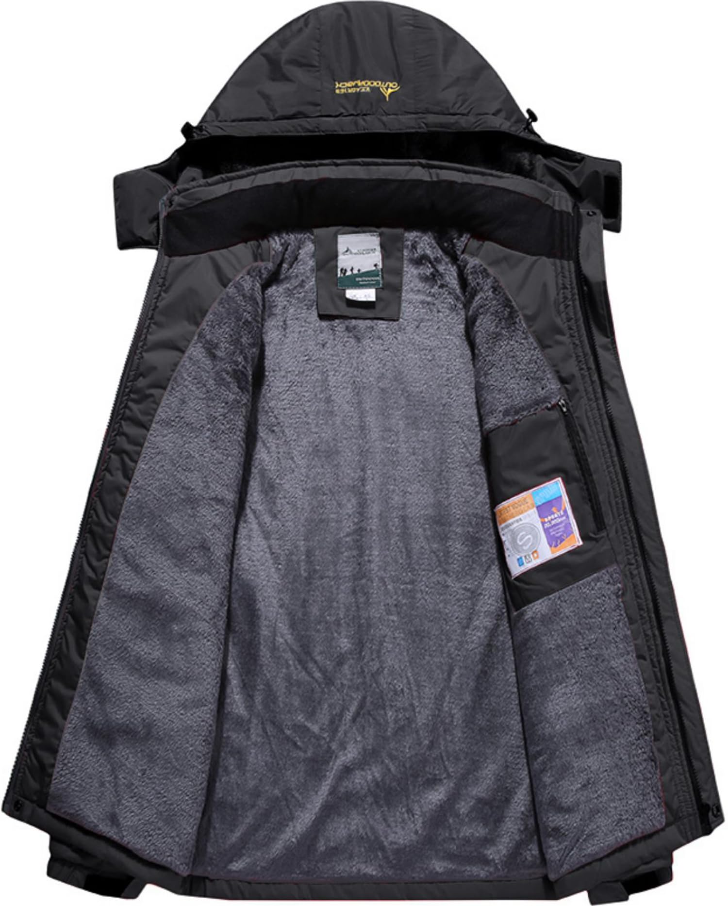 DAFENP Giacca Sci Uomo in Pile Giacca Montagna Trekking Impermeabile Antivento Calda Giubbotto Neve Snowboard Invernale Cappotto con Cappuccio All'aperto