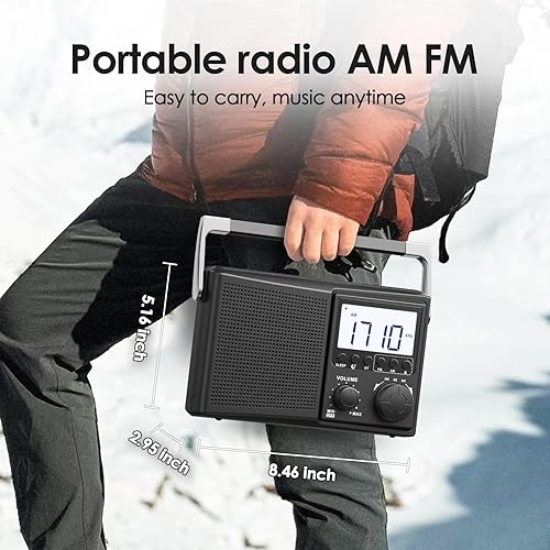 Miniatura 7 de LEOTEC Radio AM FM con Bluetooth, radio portátil de recepción fuerte, enchufe de pared, funciona con pilas, 10 sonidos de ruido blanco, temporizador