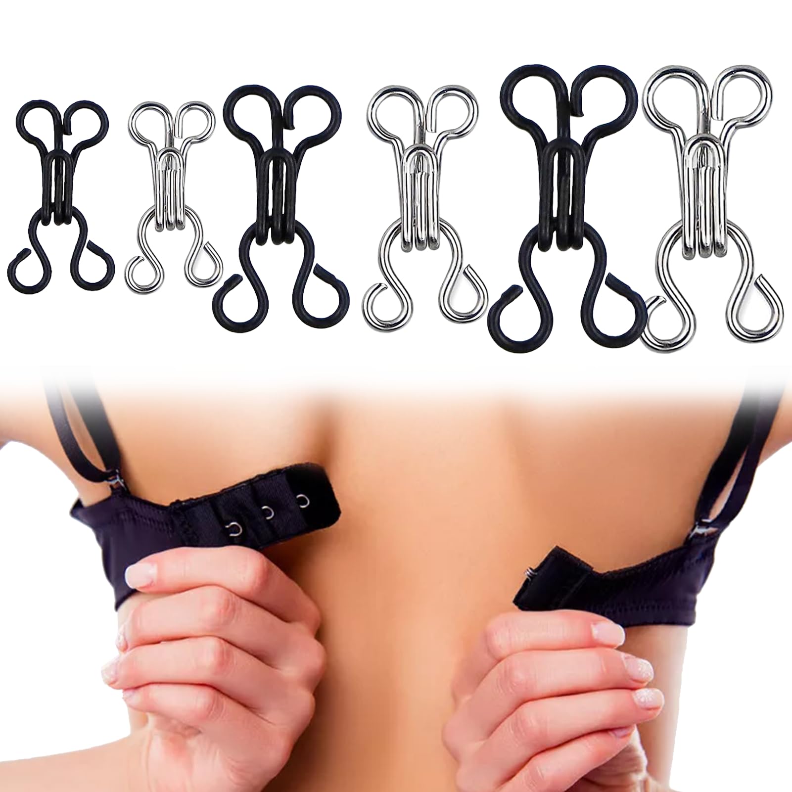 Beylos 60 Pairs Hook and Eye Fastenings Copper Hook and Eye Sewing for Housewives Sewing Shops and Clothing Stores for Sewing Sweaters and DIY Crafts Bras Corsets and Exquisite Underwear(3 sizes)