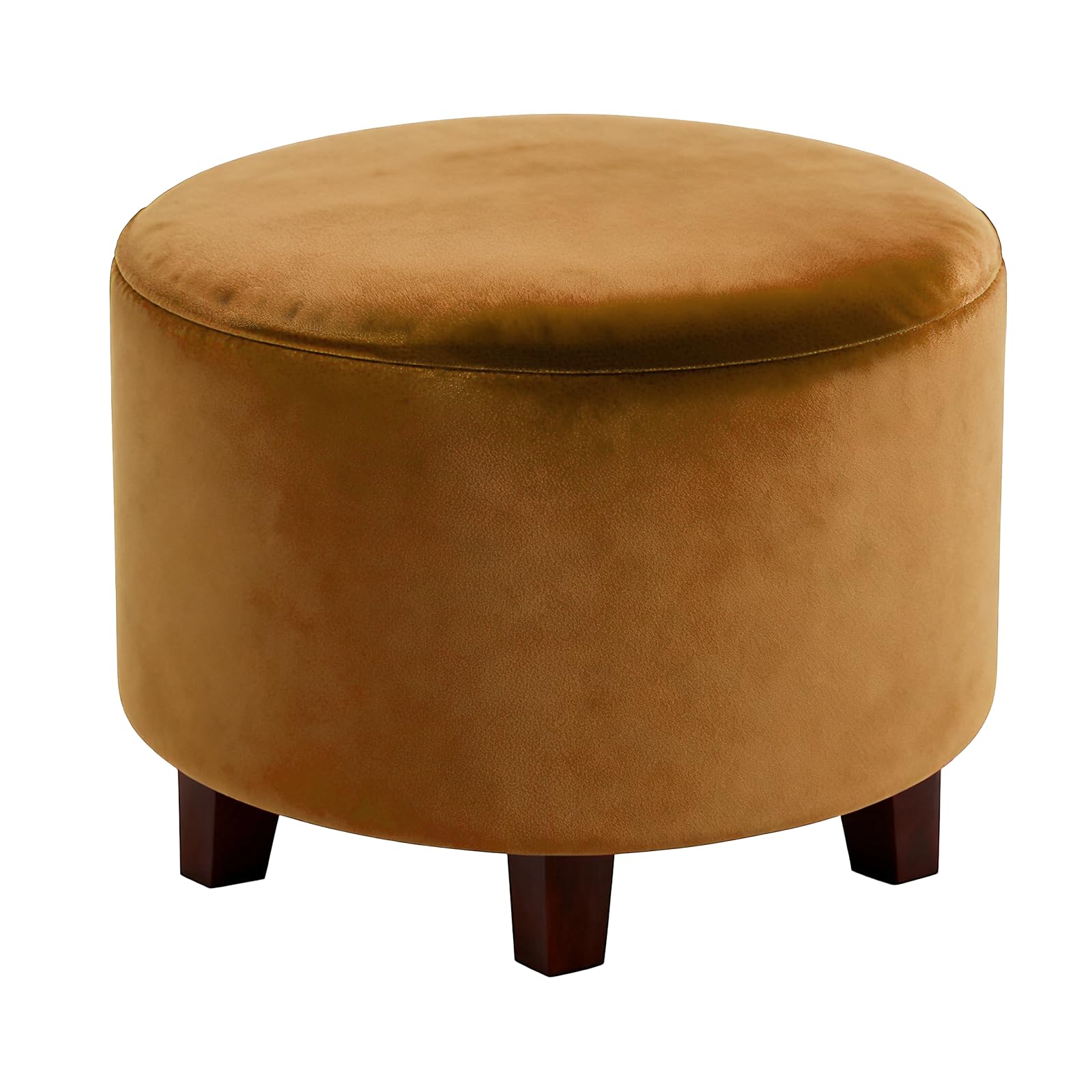 sourcing map Velvet Round Footstool Slipcover, Stretch Foot Stool Protector Covers Plush Furniture Protector Cover with Elastic Bottom for Footstool Living Room Bedroom(Medium, Camel)