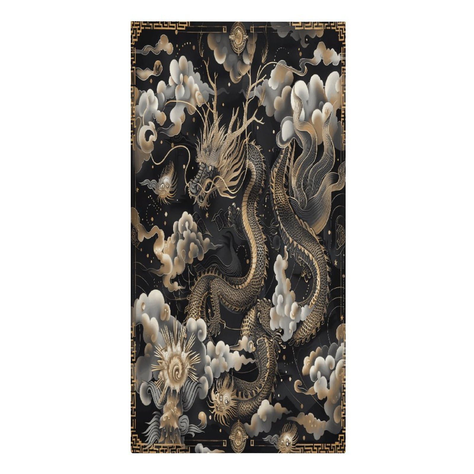 VstaDank Black Chinese Dragon Beach Towel Vacation Essentials Sand Free Soft Quick Dry Swim Towels 61"x30" Modern Extra Large Towels Lightweight Microfiber Beach Towel for Swimming Pool