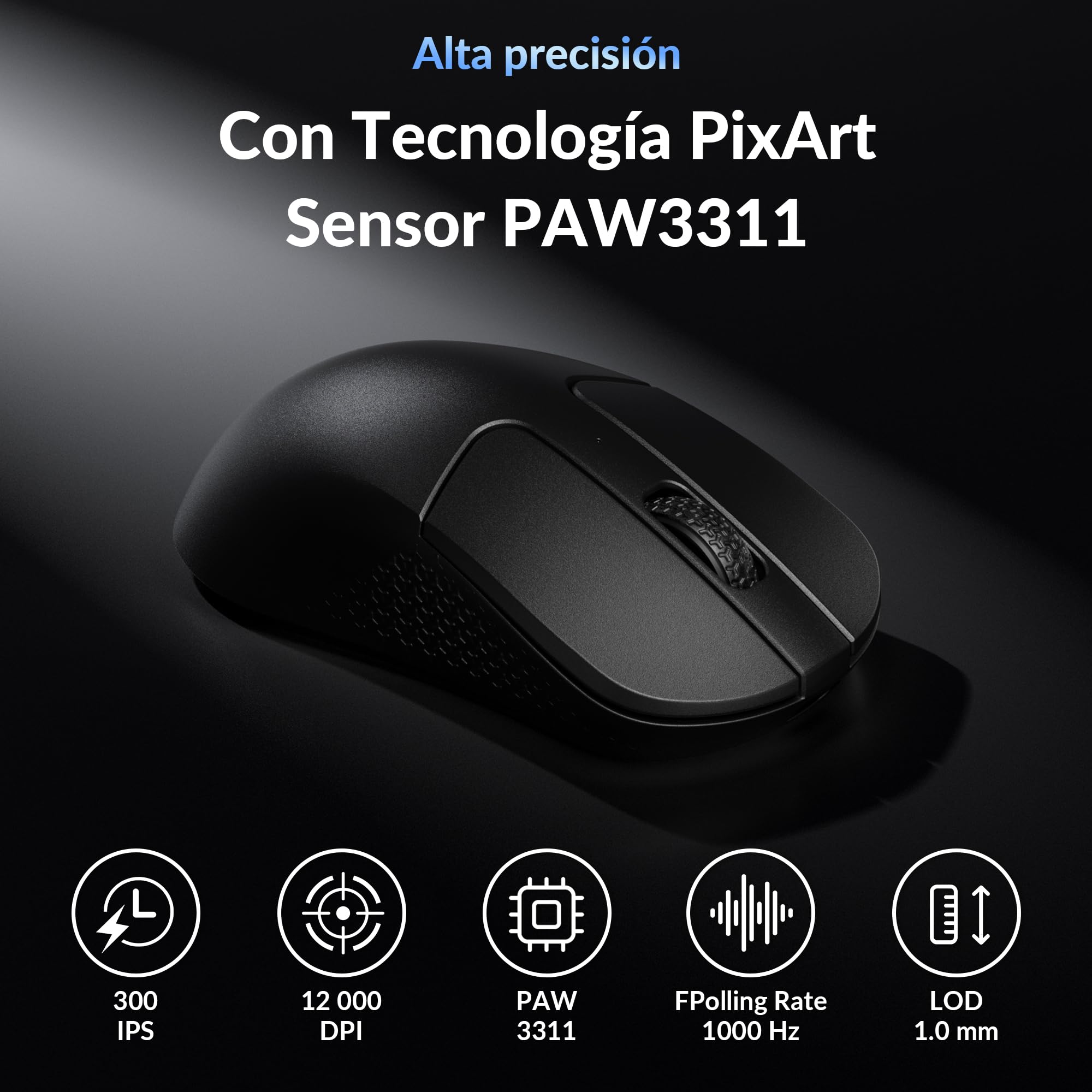 Keychron M3 Mini Ratón Inalámbrico Programable, 2,4 GHz/Bluetooth 5.2 / Cable, Sensor PixArt 3311, 12.000 dpi, hasta 125 Horas de batería, Ligero y ergonómico, para Windows, Mac y Linux – Negro