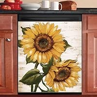 Vista 3 de Adhesivo decorativo retro con diseño de girasol para cocina, cubierta de lavavajillas, con texto en inglés "You are My Sunshine", para panel