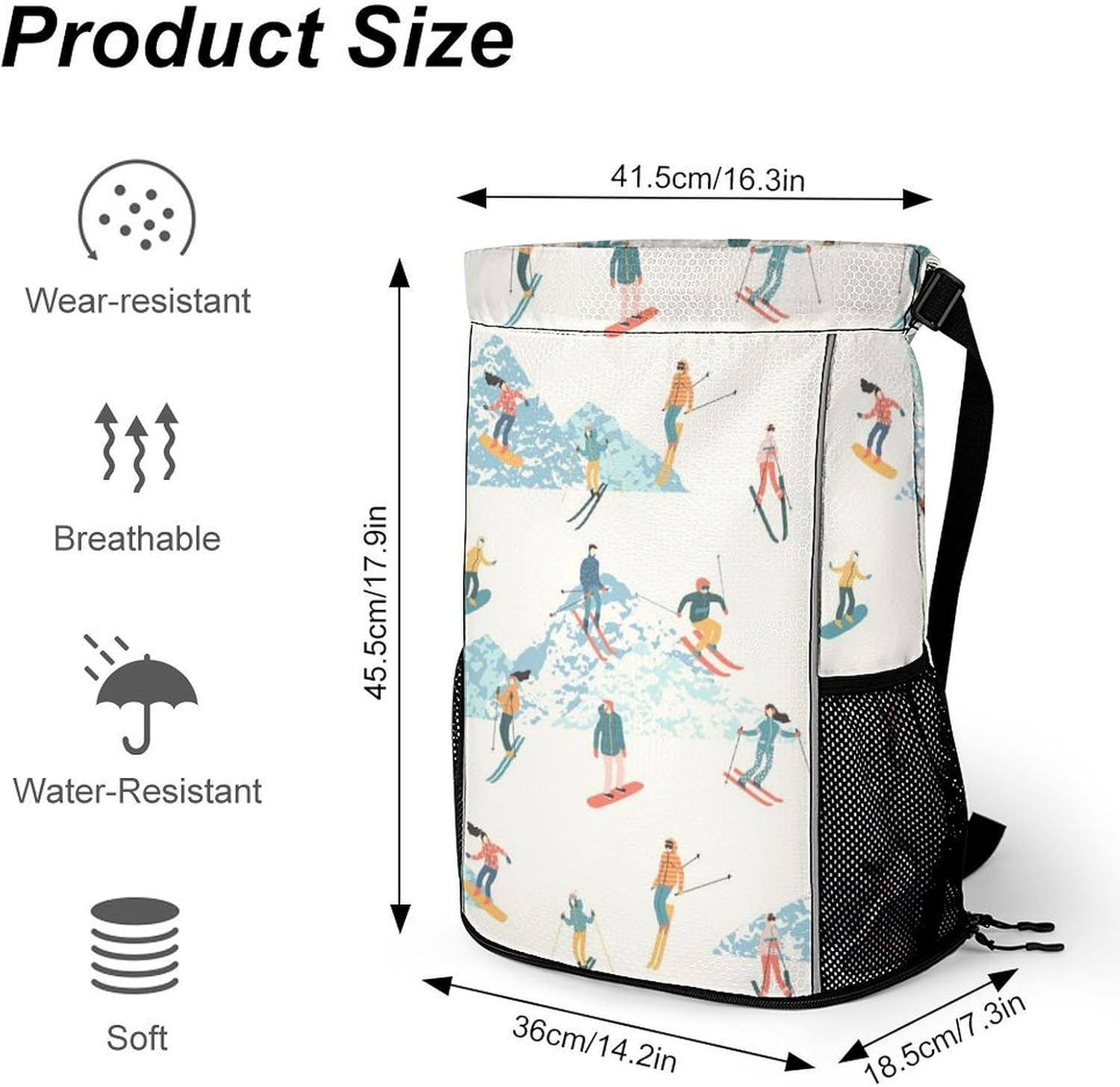 Skiers and Snowboarders Gym Bag Workout Gym Backpack with Shoe Compartment Sports Bags for Women Men