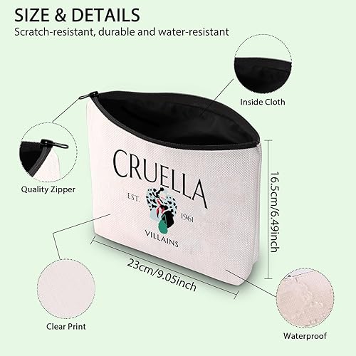 Miniatura 2 de FOTAP Villains Cruella Gift Cruella Movie Makeup Bag Cruella Inspired Cosmetic Bag Magic Kingdom Gift Villains Makeup Bag Bad Girls Gift, CRUELLA