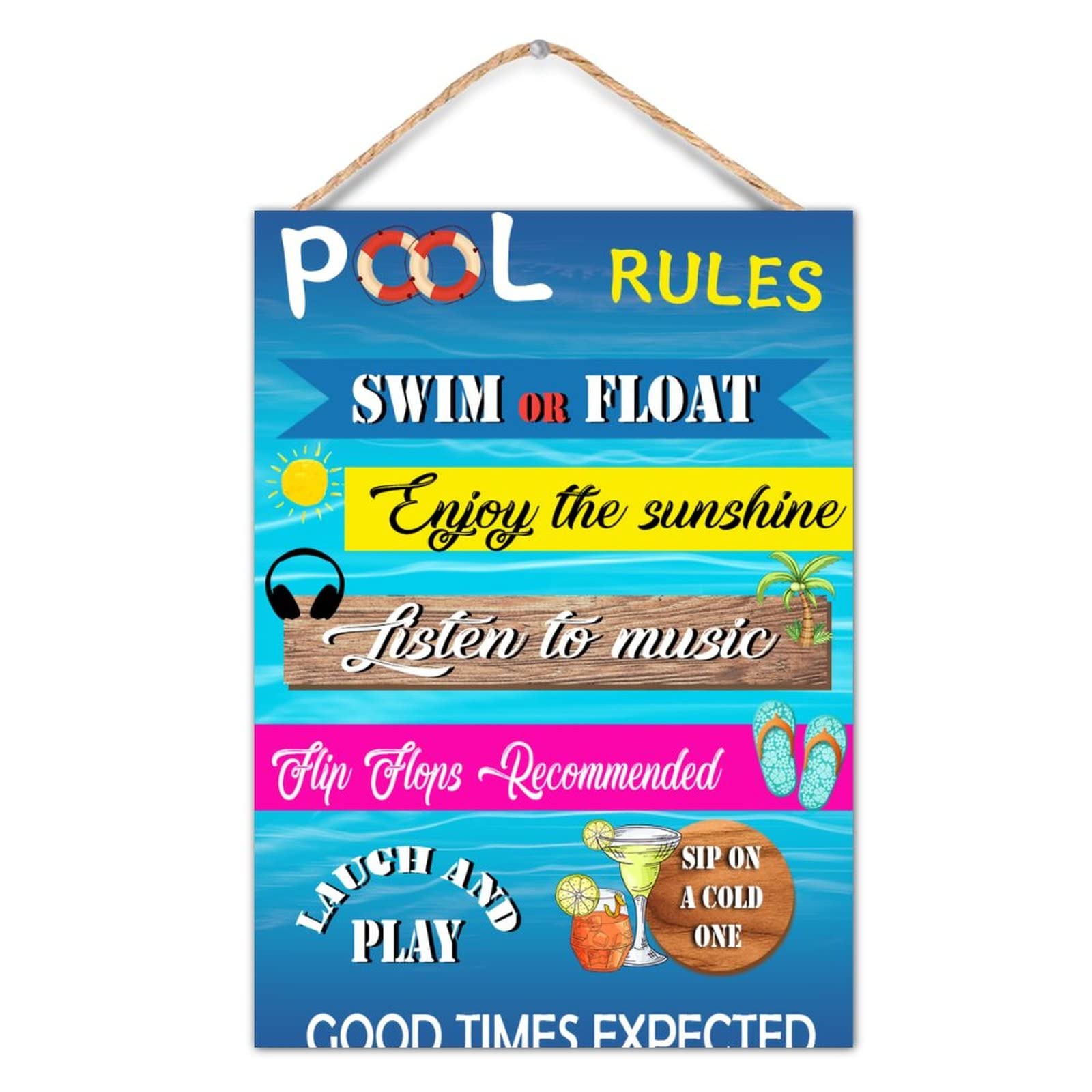 Retro Wood Sign Pool Rules Hanging Sign Pool Patio Wall Decoration Outdoor Swimming Pool Decor Pool Sign Outdoor Pool Signs Summer Gifts Housewarming Gifts 10