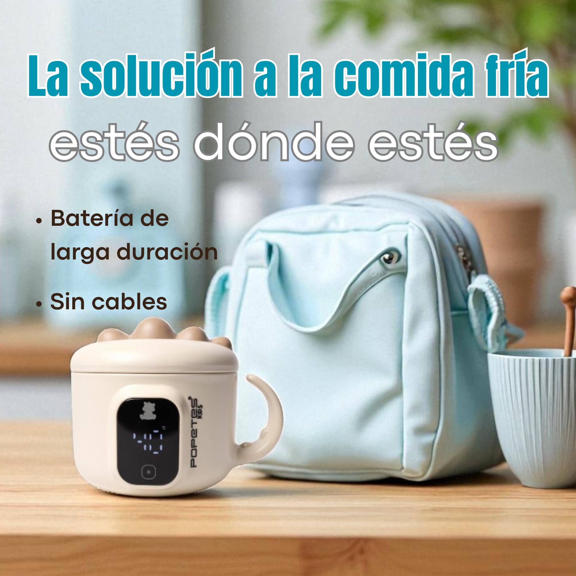 Calentador de potitos pórtatil RAPTOR. Solución inalámbrica, recargable, cuenco para atemperar papillas, purés y alimentos para bebé, Ideal para viajes y uso diario. El regalo ideal.