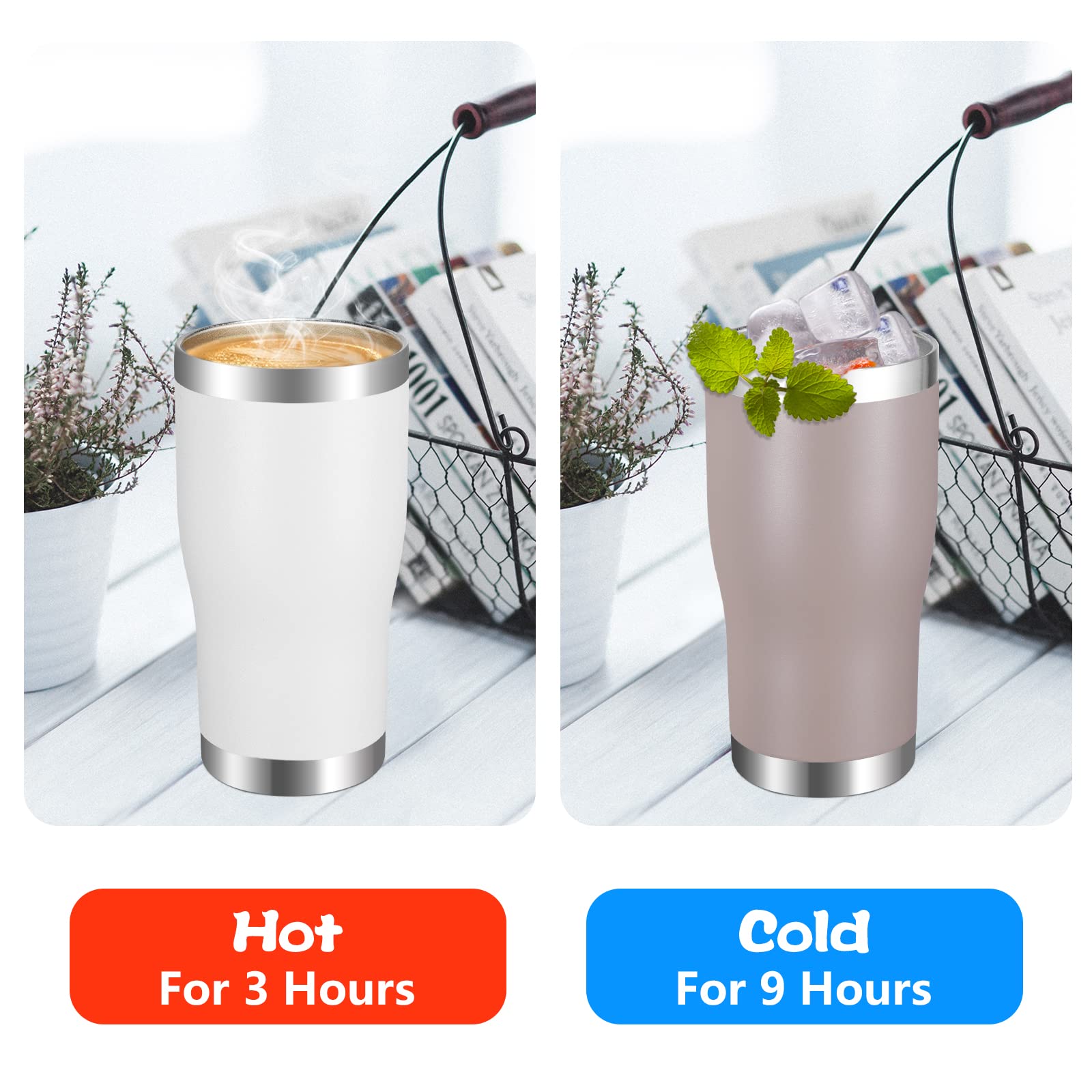 VEGOND Vaso De 20oz A Granel Con Tapa Y Pajita, Vaso Aislado Al Vacío De Acero Inoxidable De Doble Pared Para Café, Viaje, Paquete De 1 Unidad, Oro Rosa