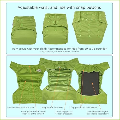 Miniatura 3 de Cubierta de pañal impermeable reutilizable para pañales de tela preplegados, planos, ajustados o insertos (coche)