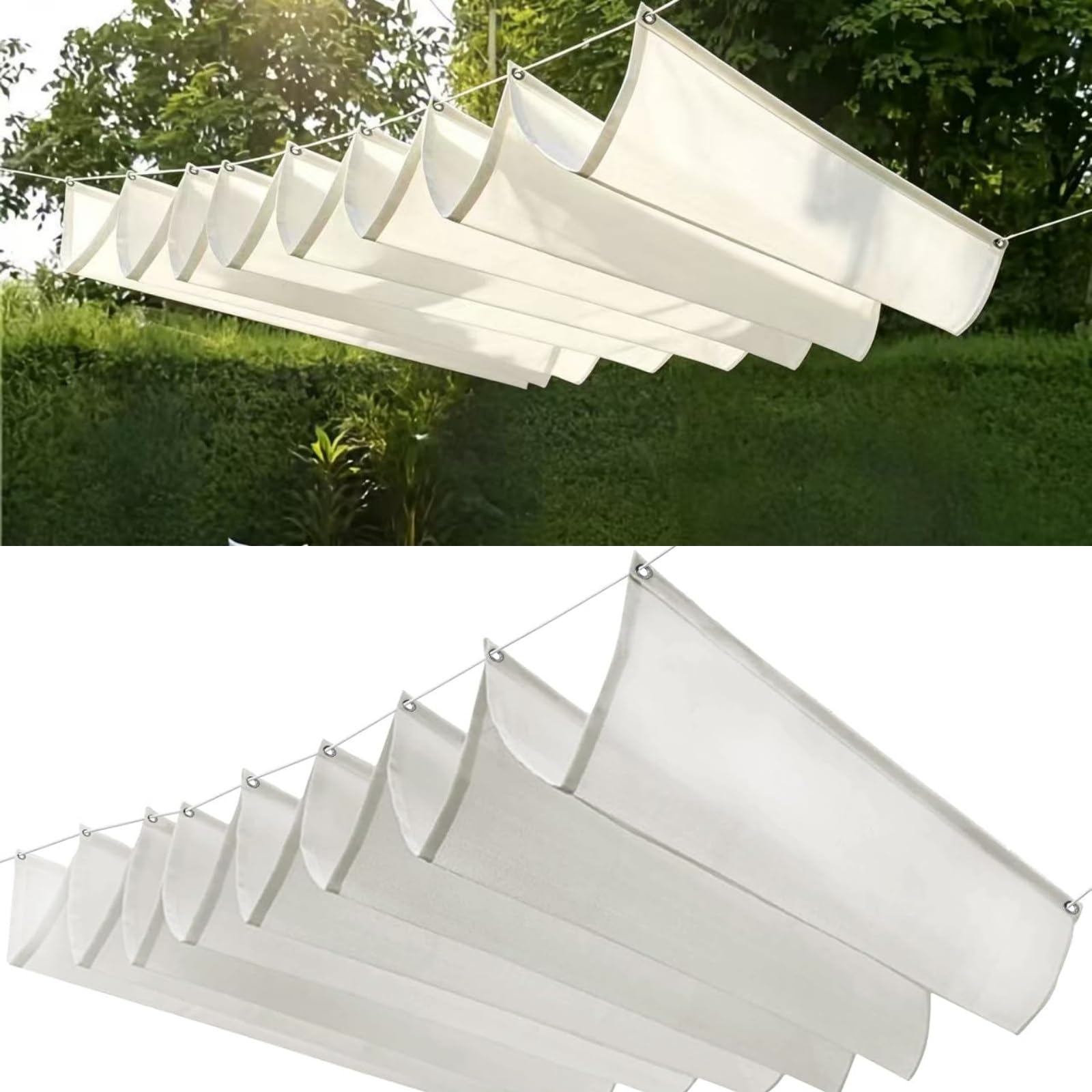 Voile d'ombrage rétractable contre la chaleur du balcon bâche blanche