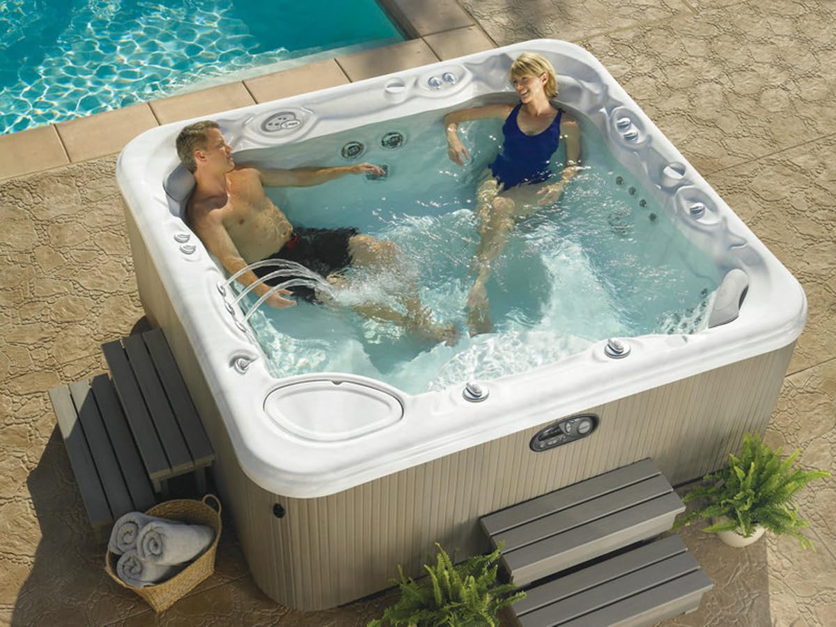 Escalones de spa de 2 escalones con peldaños antifatiga – Escalera resistente de 800 libras para bañera de hidromasaje, cubierta de piscina, antideslizante para caravana y bañera de interior/exterior