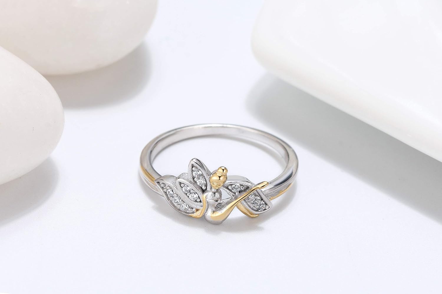 Fairy Ring for Women by Ginger Lyne Sterling Silver Two Tone Fairy Wing Rings For Women Fashion Jewelry Whimsical Statement