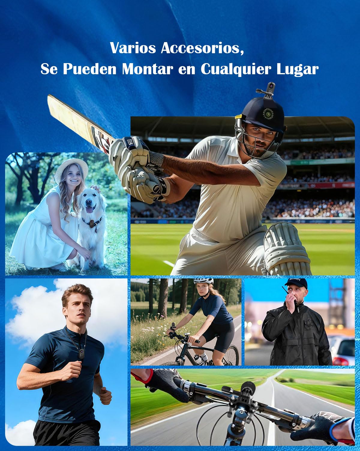 Camara Deportiva 1080P HD, Mini Cámara Video Acción 120° Cámara Casco Moto Bicicleta Videocámara con Pantalla Visión Nocturna, Montaje Magnético Varios Accesorios para Deportes y Actividades