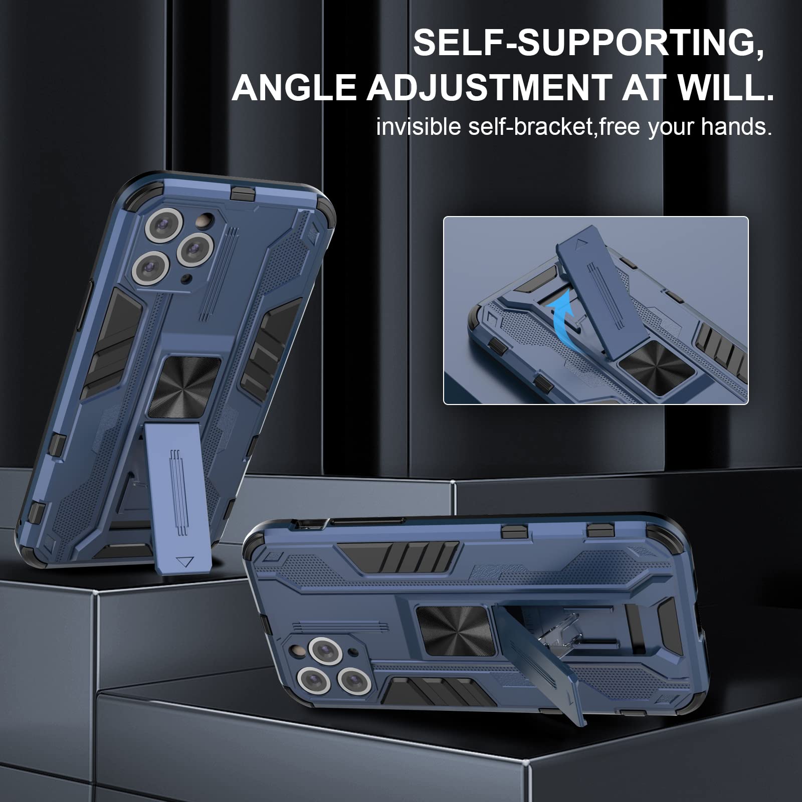 Funda para Xiaomi Redmi Note 15 Pro 5G, Carcasa Antigolpes con Soporte anular metálico, Case Protectora de Grado Militar, Azul — view 87