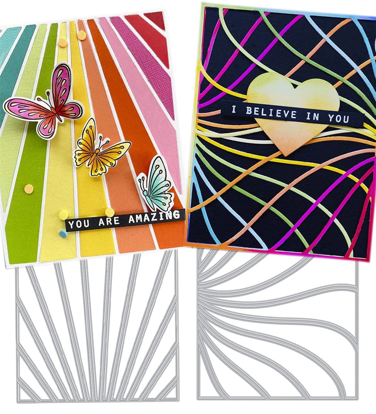 Cutting Dies 3D Background Frame Metal Stencils Scrapbooking Tools DIY Craft Embossing Template for Paper Card Making Album Arts Supplies (Stripe Set-13.9x10.6cm) (scrapbooking dies cut)